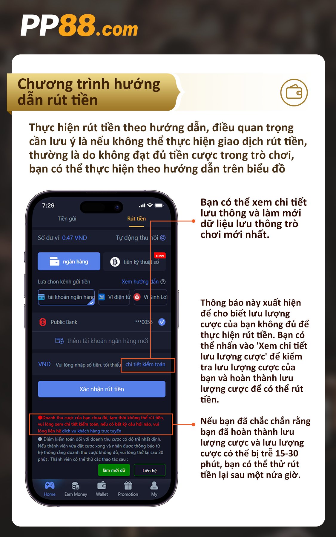 PP88 Hướng dẫn Rút tiền - Hướ